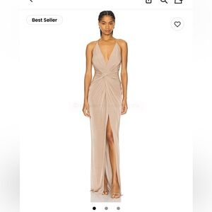 Katie May Sand Pixie Gown with Slit